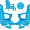 Folding Adirondack Rocking Chair,4-in-1 Multifunctional Patio Chair with Retractable Ottoman, Outdoor Chair Wood Texture, Lawn Chair for Porch, Backyard, Pool(Grey)