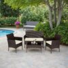 Patio Furniture Set 4 Pieces Outdoor Rattan Chair Wicker Sofa Garden Conversation Bistro Sets for Yard (Brown)
