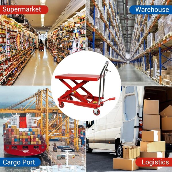 500LBS Hydraulic Lift Table Cart, 30′′ Lifting Height., Double Scissor Lift Table with 4 Wheels and Non-Slip Pad, Hydraulic Scissor Lift Table for Material Handling and Transportation