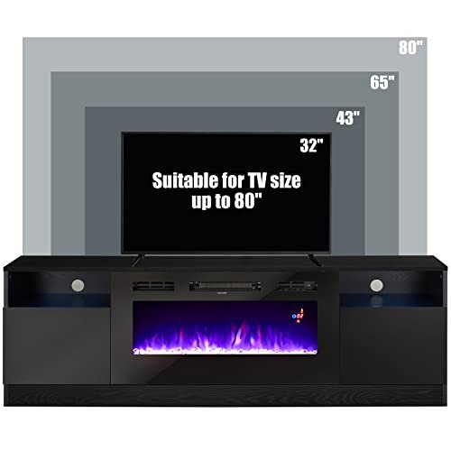 094af9e54ebc44c98fda0a346d2e69ba Amerlife Fireplace TV Stand with 36′′ Electric Fireplace, LED Light Entertainment Center