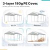 ADVANCE OUTDOOR 10×20 ft Heavy Duty Carport Potable Car Canopy Garage Party Tent Boat Shelter, Adjustable Height from 9.5 ft to 11 ft, Beige
