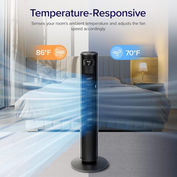 0956b06ece7341258f7cb50c7a15eb4f LEVOIT Tower Fan for Bedroom, Standing Fan that Blows Cold Air for Home, 28dB Quiet for Sleep, Remote, 90° Oscillation, 12H Timer, 25ft/s Velocity, 5 Speeds, 4 Modes, Bladeless 36 inch, White