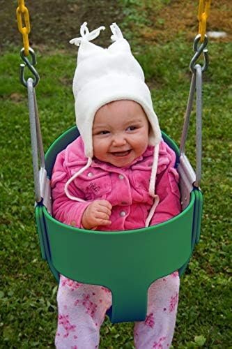 Eastern Jungle Gym Heavy-Duty High Back Full Bucket Toddler Swing Seat | Coated Swing Chains Fully Assembled | Green Swing Set Accessory