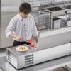 Refrigerated Condiment Prep Station, 135 W Countertop Refrigerated Condiment Station, with 2 1/3 Pans & 4 1/6 Pans, 304 Stainless Body and PC Lid, Sandwich Prep Table with Stainless Guard, ETL