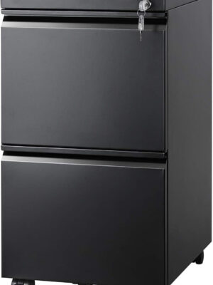 DEVAISE 3 Drawer Mobile File Cabinet Under Desk Office, Fully Assembled Except Casters, Letter/Legal Size, Black