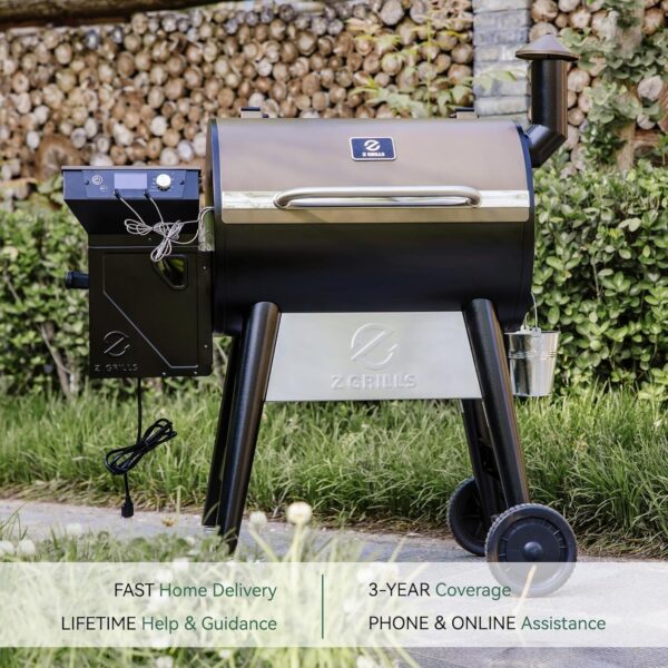 0a8413526d5f4ce6ac2d8fab23a6dade Z GRILLS Wood Pellet Grill Smoker with 552 Cooking Area & Front Shelf for Outdoor BBQ, Smoke, Bake and Roast, 550C