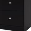 3-Pc Scandinavian Design Engineered Wood Bedroom Furniture Set with 3-Drawer Chest & 6-Drawer Double Dresser & 1-Drawer Nightstand, Pewter Plastic Handles, Smooth Plastic Glides, in Black