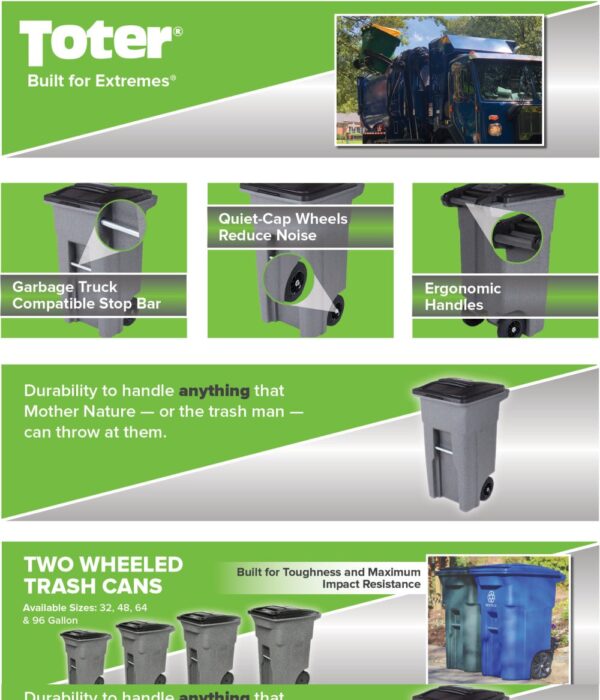 0ab43c0d78a2430fab1e949934801d04 32 Gallon Trash Can, Greenstone, Quiet Wheels, Attached Lid, Durable Recycling Bin