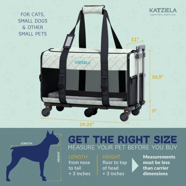 Quilted Chariot PRO Pet Carrier With Removable Wheels and Double Telescopic Handle