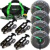 Car Tie Down Straps for Trailers with Flat Hooks (4-Pack) – 2 Inch x 8 Feet (10,000lb Break Strength) – Heavy Duty T-Handle Car Lasso Tire Straps for Trailer & UTV – Black