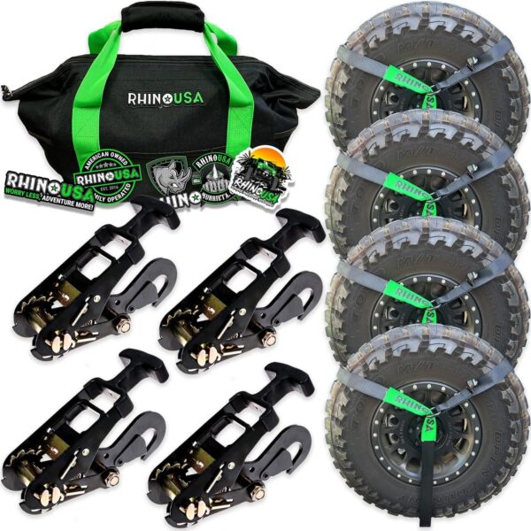 0af26d8560c84c349eb52cd72b9b9e9b Car Tie Down Straps for Trailers with Flat Hooks (4-Pack) – 2 Inch x 8 Feet (10,000lb Break Strength) – Heavy Duty T-Handle Car Lasso Tire Straps for Trailer & UTV – Black