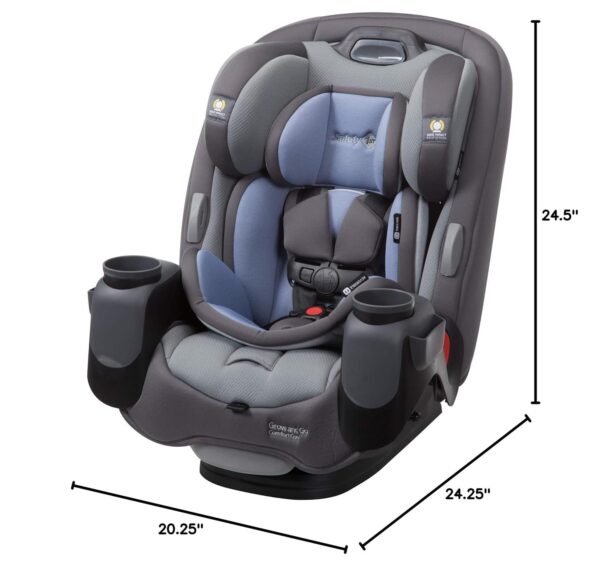 Grow and Go All-in-One Slim Convertible Car Seat, Rear Facing, 5-40 lbs, Forward Facing (30–65 lbs), High Back Booster Seat 40-100 pounds, Aqua Pop