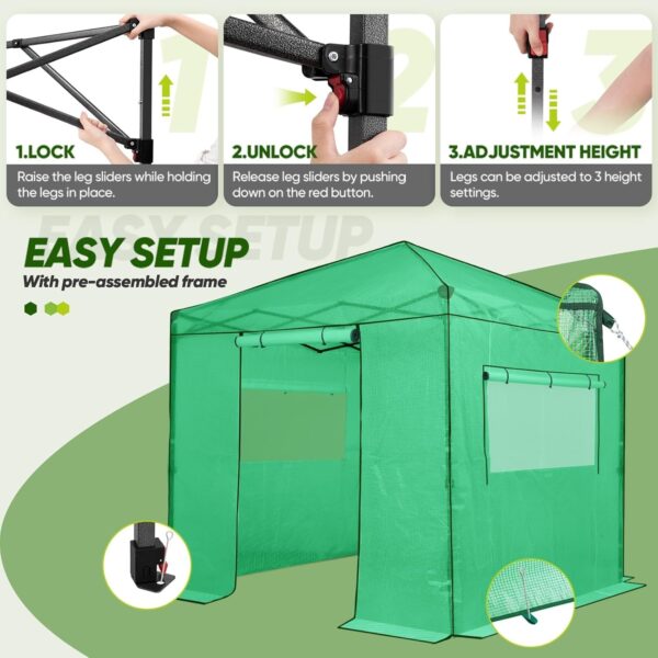 0b1986098d2e46818636f02b6f4d13d6 EAGLE PEAK 6×4 Portable Walk-in Greenhouse, Pop-up Indoor Outdoor Garden Green House, Zippered Door and Windows, PE Cover, White