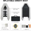 CO-Z 10ft Inflatable Dinghy Boat, 4 Person 990lb Transom Sport Tender Boat with Pump Aluminum Oars Floor, Heavy Duty Inflatable Raft Kayak for Adults