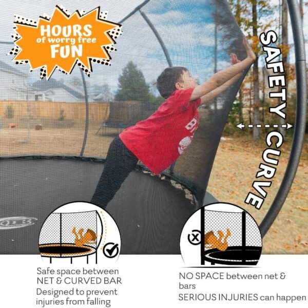 JUMPZYLLA Trampoline 8FT 10FT 12FT 14FT 15FT 16FT Trampoline with Enclosure – Recreational Trampolines with Ladder and AntiRust Coating, ASTM Approval Outdoor Trampoline for Kids