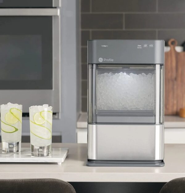 Countertop Nugget Ice Maker | Ice Machine with WiFi Connectivity | Smart Home Kitchen Essentials | Black Stainless
