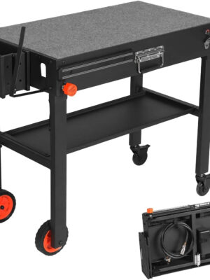 Adjustable 3-Shelf Indoor & Outdoor Grill Table | Portable Work Table with Stainless Steel Tabletop