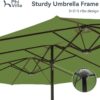 15ft Patio Umbrella Double-Sided Outdoor Market Extra Large Umbrella with Crank, Umbrella Base Included (Dark Red)
