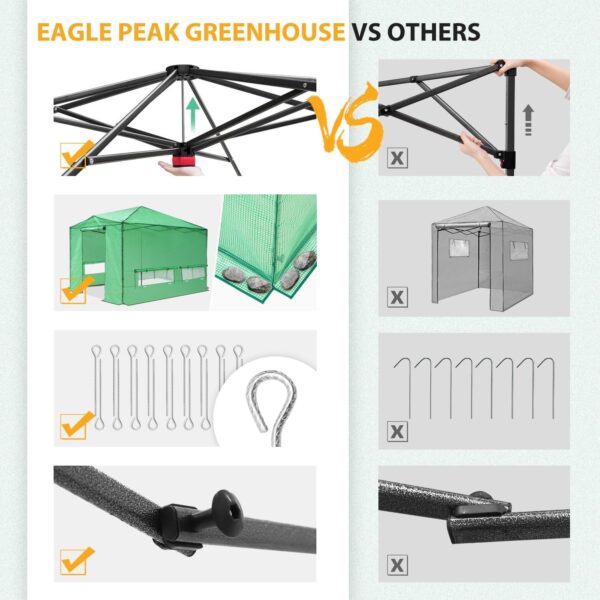 0be1167e1c1446119080028546887d7f EAGLE PEAK 6×4 Portable Walk-in Greenhouse, Pop-up Indoor Outdoor Garden Green House, Zippered Door and Windows, PE Cover, White
