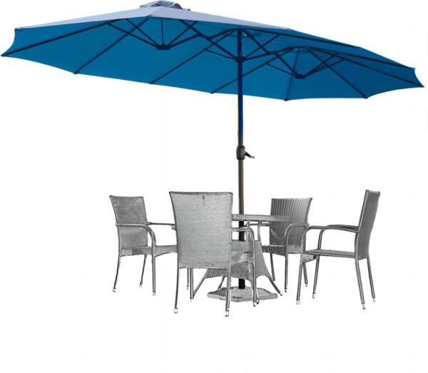 0be4824f59694cf3a6580bdc80e63c9e 15ft Patio Umbrella with Solar Lights, Large Double Umbrella Outdoor, Rectangle 180”x106” Umbrellas with 156 PCS LED Lights and Crank Handle for Backyard Deck Pool Shade in Black(1.9′′ Pole)