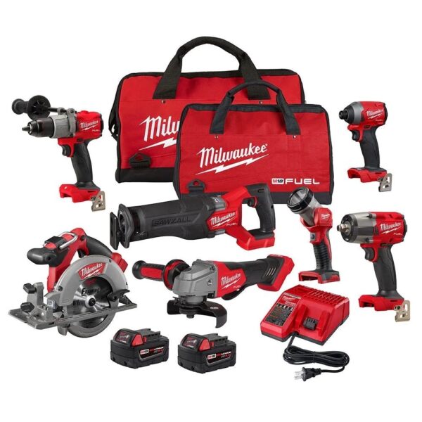 0be74c4cb8874ab78adc210a636df1b2 18V M18 FUEL Lithium-Ion Brushless Cordless 7-Tool Combo Kit 5.0 Ah