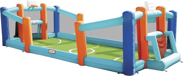 0c0925c139bb4bf582be1306c1a8705d Little Tikes Jump ‘n Slide Inflatable Bouncer Includes Heavy Duty Blower With GFCI, Stakes, Repair Patches, And Storage Bag, for Kids Ages 3-8 Years