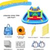Inflatable Bounce House with Double Slide,Dolphin Styling,Splashing Pool,Double Water Cannon,Climbing Wall,Heavy Duty GFCI Blower,Inflatable Water Park Slide for Kids Backyard Summer