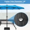 15 ft Large Patio Umbrella with Solar Lights Double-Sided Outdoor Rectangle Market Umbrellas with 36 LED Lights/Base Included/Easy Crank for Patio Garden Yard Pool Lawn, Brown