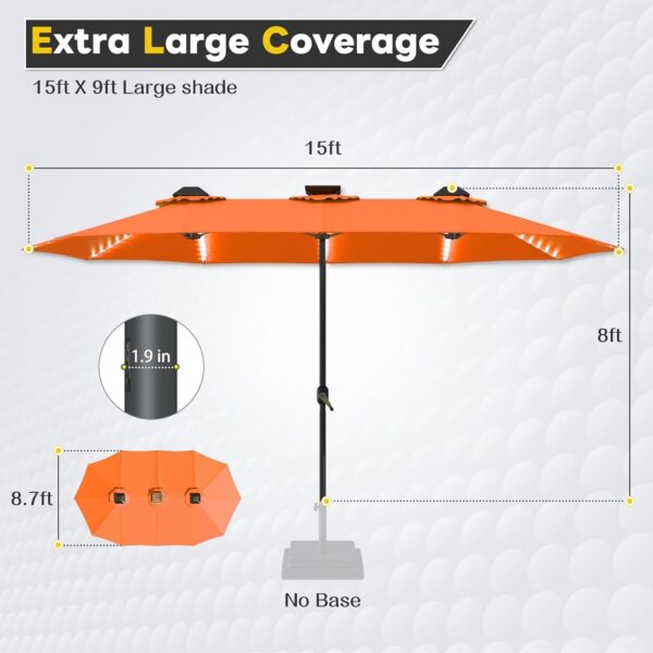 0c30c3e84a8b44caa72deea1ac68ad3d 15ft Patio Umbrella with Solar Lights, Large Double Umbrella Outdoor, Rectangle 180”x106” Umbrellas with 156 PCS LED Lights and Crank Handle for Backyard Deck Pool Shade in Black(1.9′′ Pole)