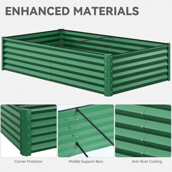 8x4x2ft 2pcs Large Raised Garden Bed Kit, Galvanized Metal Planter Box with Gloves, Ground Nails & Safety Rubber, Outdoor Above Ground Planters for Plants Vegetables Flowers, Green