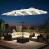 15ft Patio Umbrella with Solar Lights, Large Double Umbrella Outdoor, Rectangle 180”x106” Umbrellas with 156 PCS LED Lights and Crank Handle for Backyard Deck Pool Shade in Black(1.9′′ Pole)