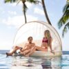 INTEX 58292EP Canopy Island Inflatable Pool Float: Comfortable Lounge Surface – Built-In Cup Holders – Detachable Sunshade – 440lb Max Weight Capacity – 78.5′′ x 59′′