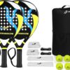 Padel Racket raqueta pala de Padel Tennis Racket Set Beginner Full Package with Cover, 3 Balls, Headband, Wristband and Backup overgrip