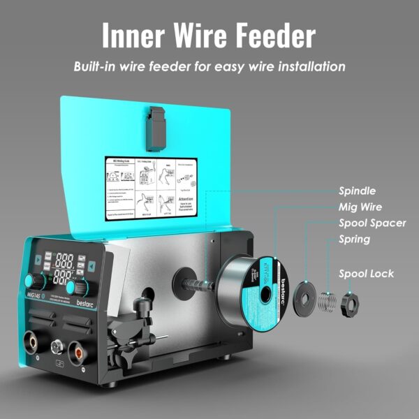 0c960864ee2e4bc092de0a7a7b63881a 145A MIG Welder, 110V/220V Dual Voltage Gas/Gasless Flux Core MIG Welder/Lift TIG/Stick 3 in 1 Synergic MIG145 9GEN Welding Machine, Flux/Solid Welder Digital Screen Display