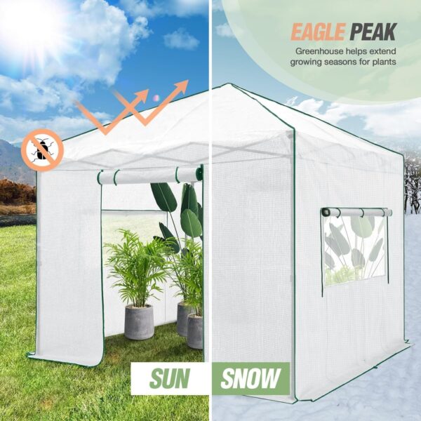 0c9c8ec414bd4cc08c5397306e090224 EAGLE PEAK 6×4 Portable Walk-in Greenhouse, Pop-up Indoor Outdoor Garden Green House, Zippered Door and Windows, PE Cover, White