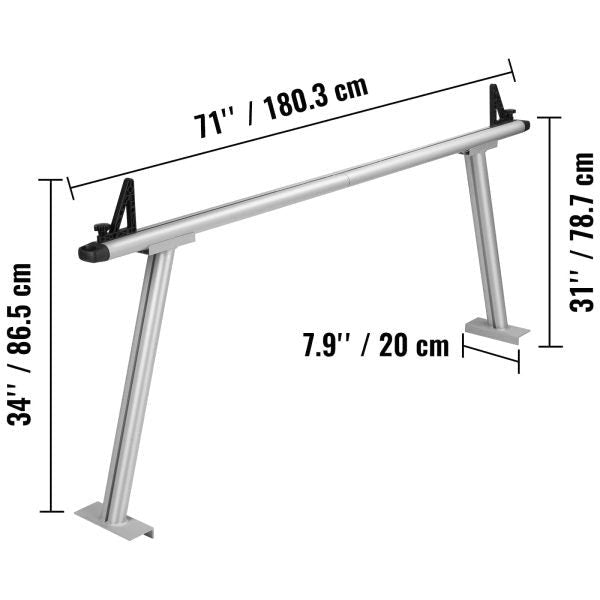 BENTISM Truck Rack 71 x31 Size 800 lbs Capacity Pick up Truck Ladder Truck Bed Rack with Adjustable Tie-downs for Kayak