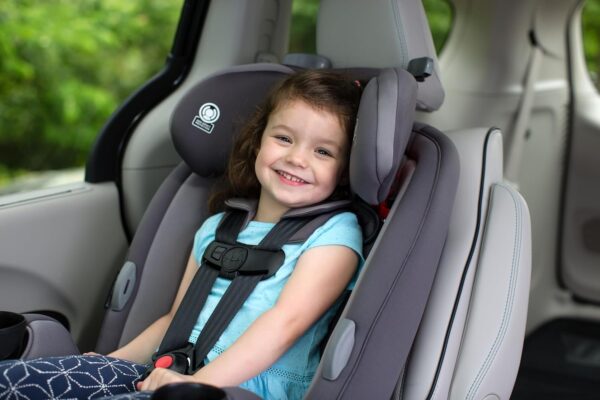 Grow and Go All-in-One Slim Convertible Car Seat, Rear Facing, 5-40 lbs, Forward Facing (30–65 lbs), High Back Booster Seat 40-100 pounds, Aqua Pop