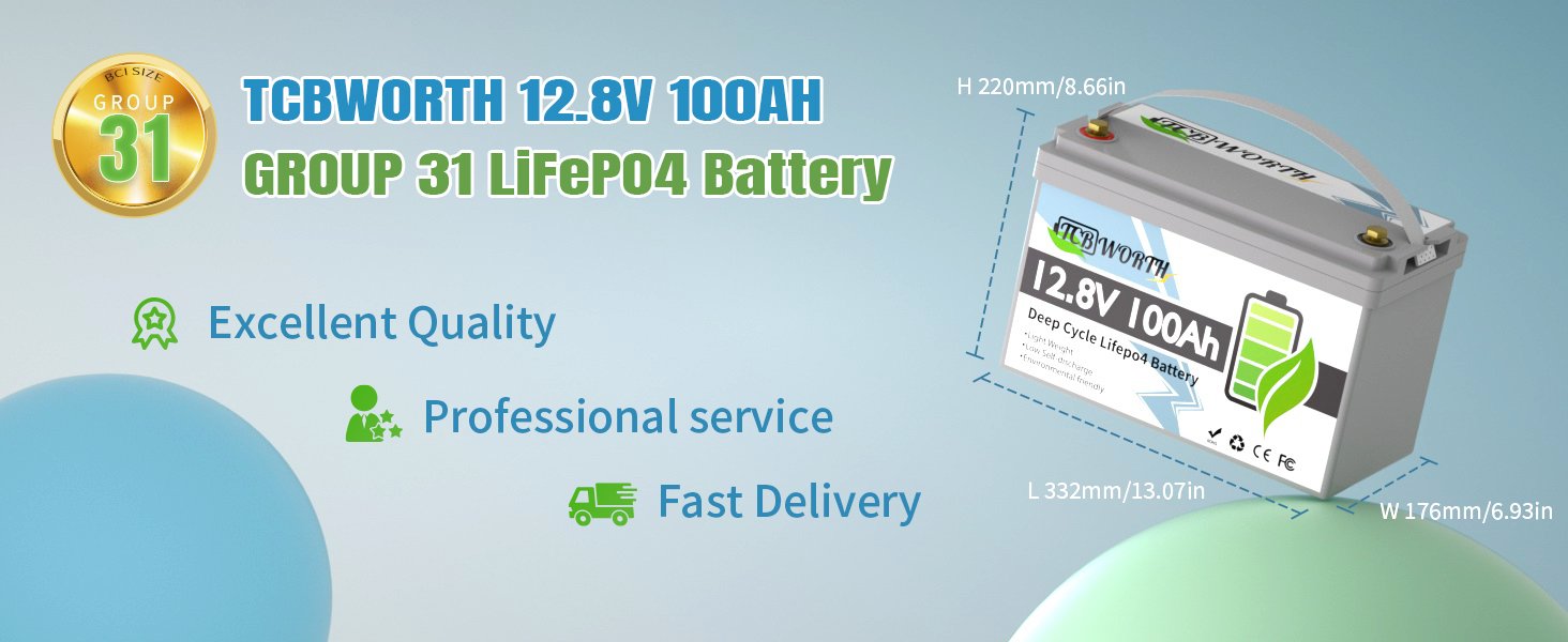 12V 100Ah Group 31 LiFePO4 Battery