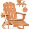 Folding Adirondack Rocking Chair,4-in-1 Multifunctional Patio Chair with Retractable Ottoman, Outdoor Chair Wood Texture, Lawn Chair for Porch, Backyard, Pool(Grey)