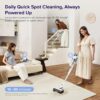 Cordless Vacuum Cleaner, Stick Vac with Tangle-Resistant Design, Up to 50 Minutes, Powerful Suction, Rechargeable, Lightweight, and Versatile for Carpet, Hard Floor, Pet Hair, LVAC-200