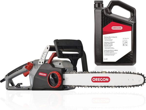 Oregon CS1500 18-inch 15 Amp Self-Sharpening Corded Electric Chainsaw, with Integrated Self-Sharpening System (PowerSharp), 2-Year Warranty, 120V, Grey, Black