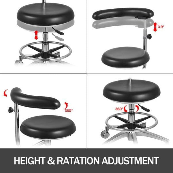 0e64148ae7ab4e9dba29da62a99aad2a Medical Dental Stool Dentist Chair with 360 Degree Rotation Armrest PU Leather Assistant Stool Chair Height Adjustable Doctor Chair
