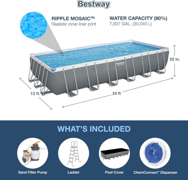 Bestway Oval Above Ground Pool Set (10′ x 6’7′′ x 33′′)| Includes Filter Pump & ChemConnect Dispenser