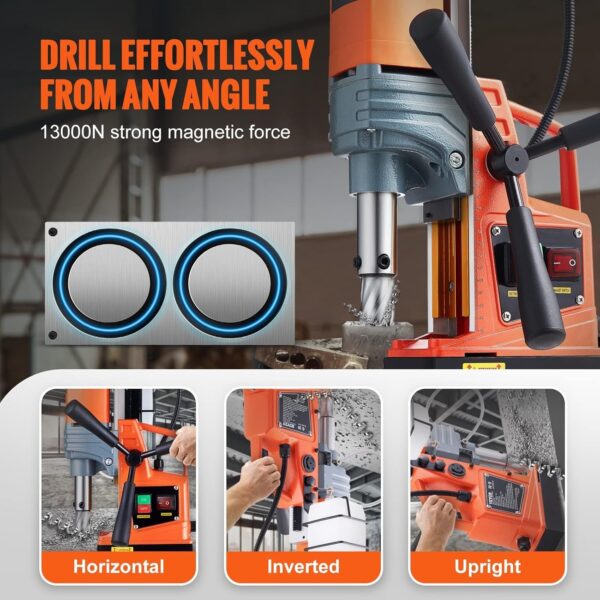 Mag Drill Press, 1550W 2′′ Boring Diameter, 2922lbf Power Magnetic Drill, 500 PRM, 10-Speed, Electric Drilling Machine for Metal Surface, Industrial and Home Improvement