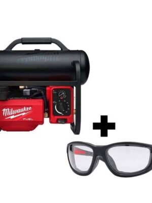 Milwaukee M18 FUEL 18-Volt Lithium-Ion Brushless 2 Gal. Electric Compact Quiet Compressor and Performance Safety Glasses w/ Gasket