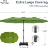 15ft Patio Umbrella Double-Sided Outdoor Market Extra Large Umbrella with Crank, Umbrella Base Included (Dark Red)