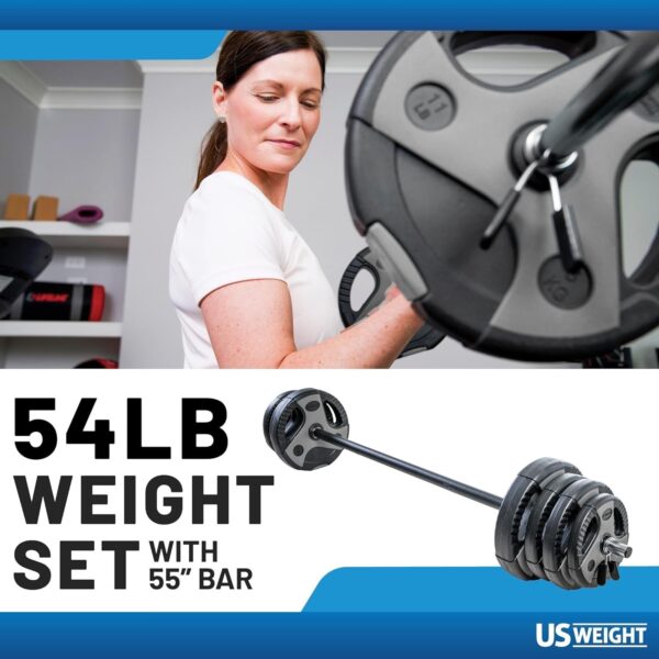0ef0e67d917f43ebb0af02b14baf01b7 US Weight Barbell Weight Set for Home Gym with 55” padded Bar – Adjustable Weights for Exercise, Lifting, and to Build Muscle