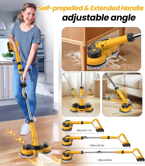0f1005b03db1422e9feb6db4f8cb243c 6000mAh Battery Electric Mop M1, 800RPM Cordless Electric Power Scrubber & Mops for Floor Cleaning, Best Automatic Spin Mops with Smart Display,Rotating Mop with LED Light & Water Spray-qimedo