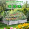 Land Guard 6x3x1ft Galvanized Raised Garden Bed with Waterproof Cover Small Mini Portable Antifreeze Greenhouse Kit for Metal Planter Box with 2 Huge Roll-up Zipper Door Window