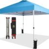 CROWN SHADES 10×10 Pop Up Canopy – Beach Tent with One Push Setup – Easy Outdoor Sun Shade for Events, Parties, Camping – Gazebo with STO-N-Go Cover Bag, Silver Coated Top, White